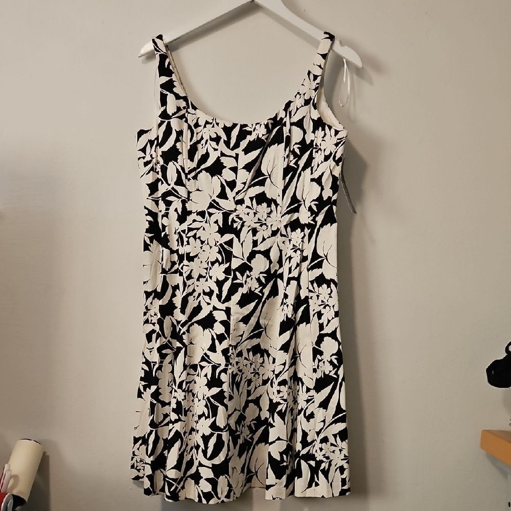R&M Richards Black and White Floral Mini Dress